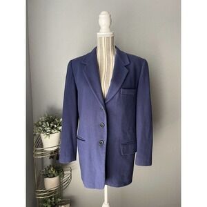 Linda Allard Ellen Tracy Cobalt Blue Wool/cashmere Blend Oversized Blazer Size 4